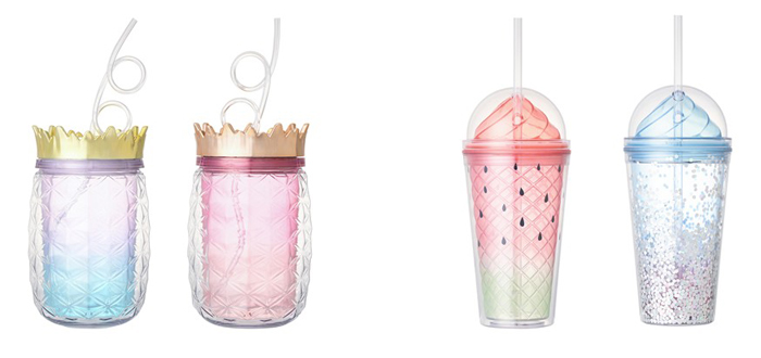 ヴィヴァン タンブラー パインカップ Pink/Blue 各¥900(税込)<br>ヴィヴァン タンブラー アイスクリーム Mix/Red 各¥900(税込)