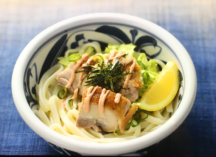 石丸製麺「オリーブ地鶏と瀬戸内レモンの明太マヨぶっかけ讃岐うどん」