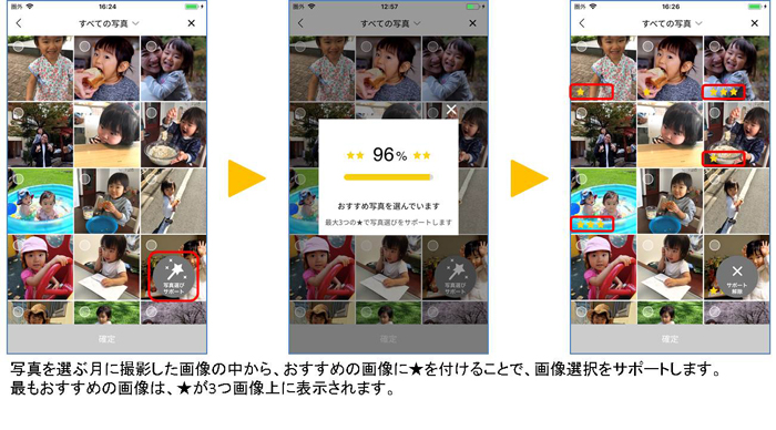 11枚選ぶのが大変という方でも、大丈夫。画像解析を行うAIがおすすめの写真を選んでくれます
