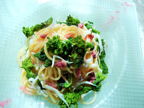 菜の花と白魚のスパゲッティーニ