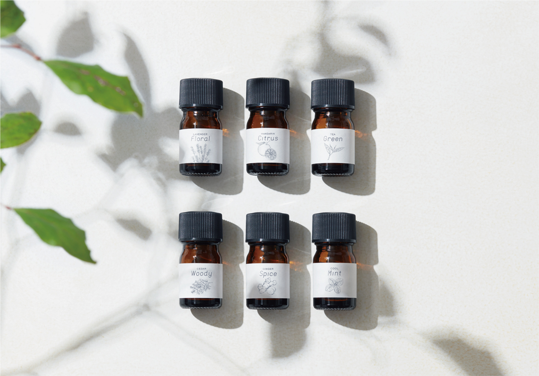重ねる香りはFloral・Citrus・Green・Woody・Spice・Mintの6種類