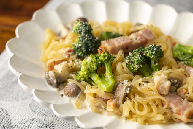カロリーの高いカルボナーラもこれなら罪悪感なしで食べられます