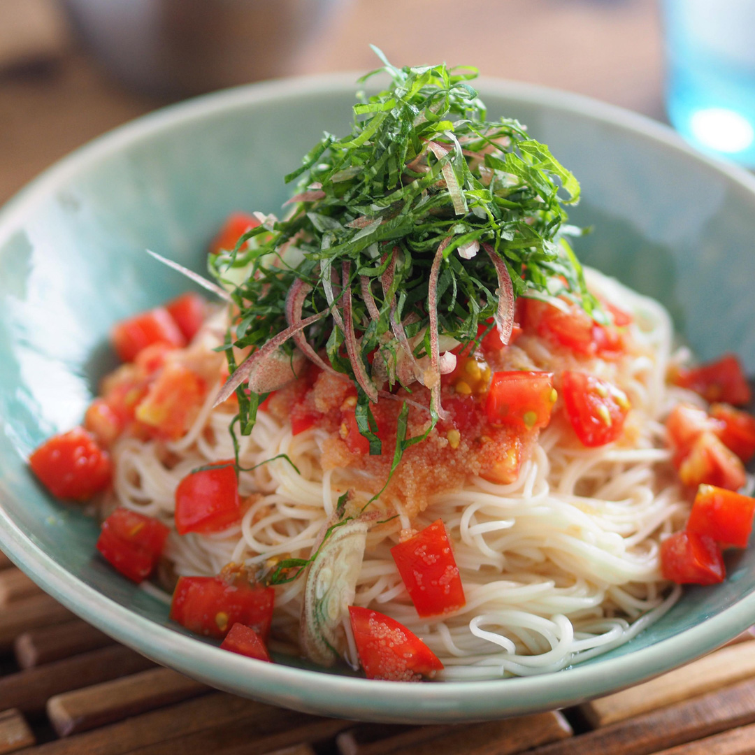 【レシピ】トマトと明太子のぶっかけそうめん