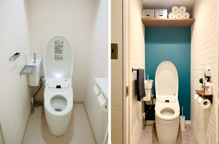 内装は平凡ですがラッキーなことにトイレが新しい。壁紙や床のクッションフロアを張り替えただけ。低予算でも満足の仕上がり