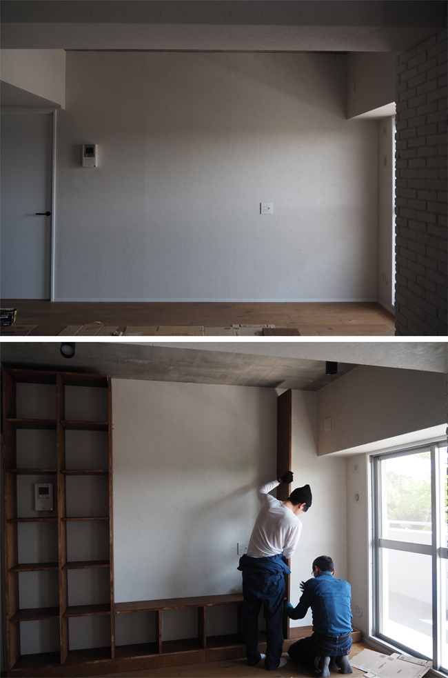 まっさらの壁を……家族でDIY