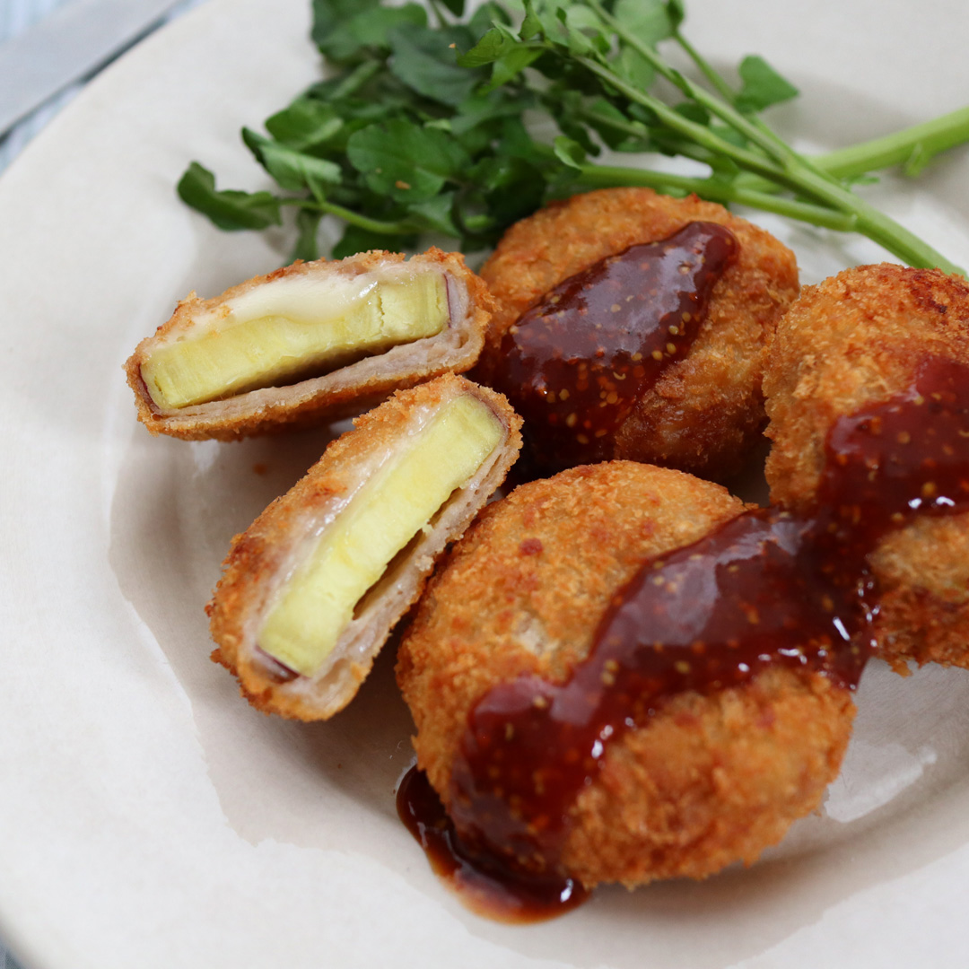 【レシピ】さつまいもと豚のチーズカツレシピはテキストリンクまたは上の画像をクリックしてご覧ください