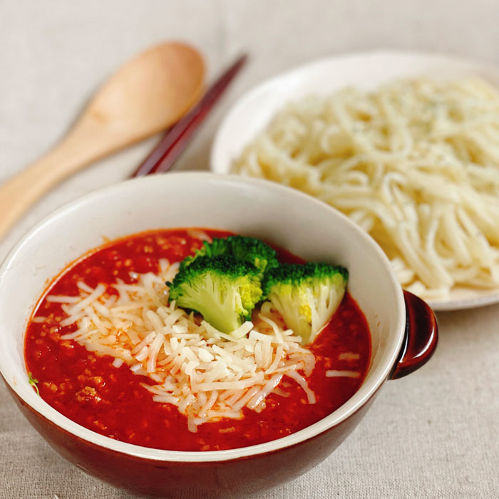 【レシピ】とろ~りチーズがいける! ミートソース風つけうどんレシピはテキストリンクまたは上の画像をクリックしてご覧ください