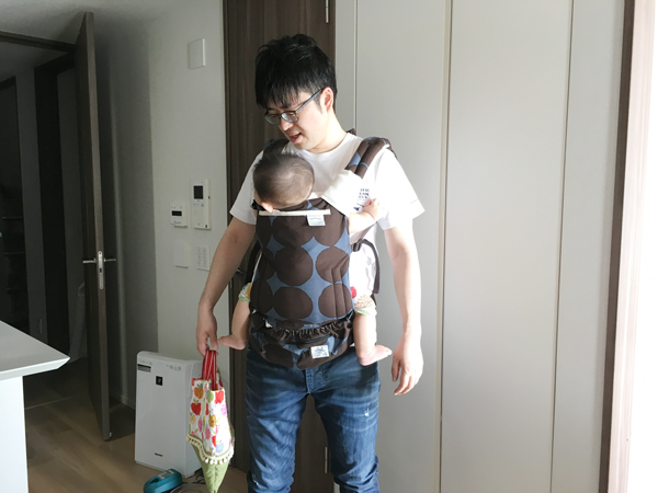 朝のお出かけ前の様子。こんな感じで毎朝送っています!