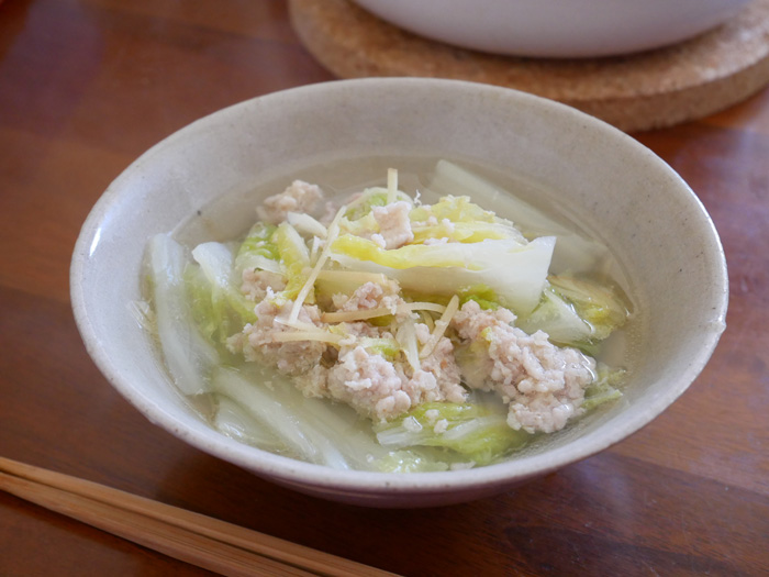 ひき肉を使った、白菜のスープ