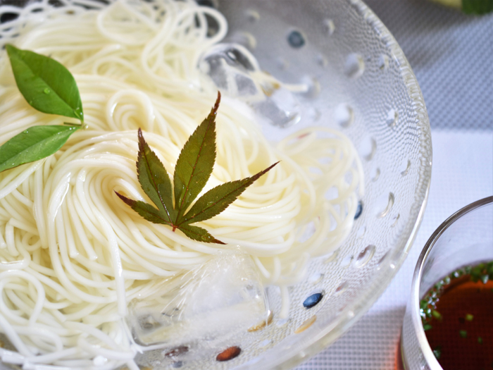 つるつるとしたのど越しが美味しい、そうめん